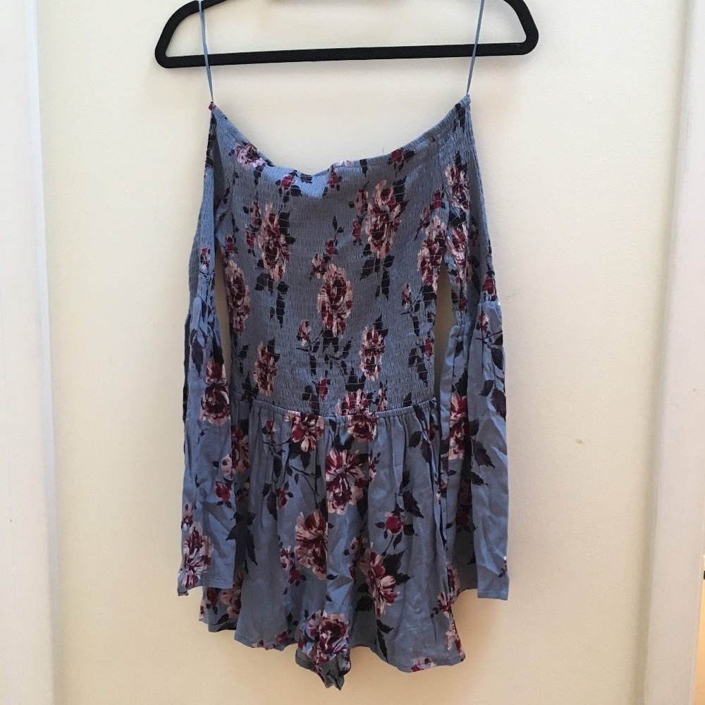 Kendall & Kylie Off-The-Shoulder Smocked Romper